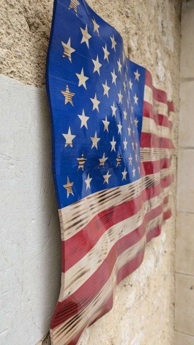 Drapeau 3D en bois massif USA 