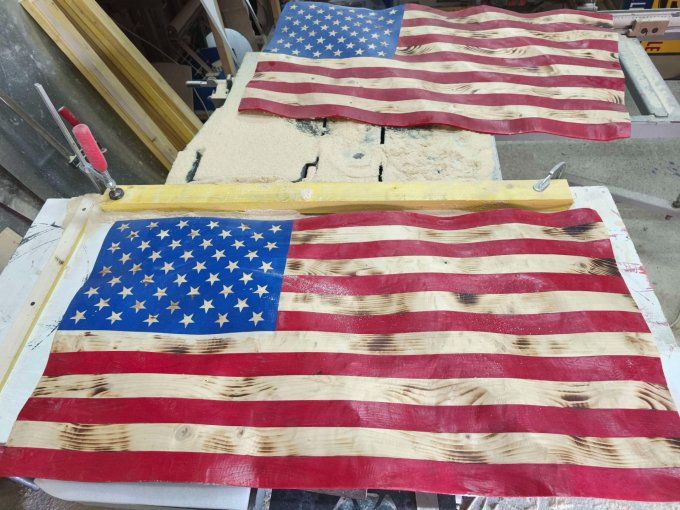 Drapeau 3D en bois massif USA 