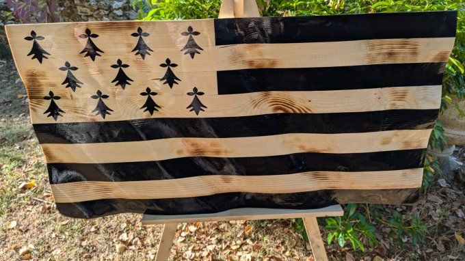 Drapeau bois massif 3D